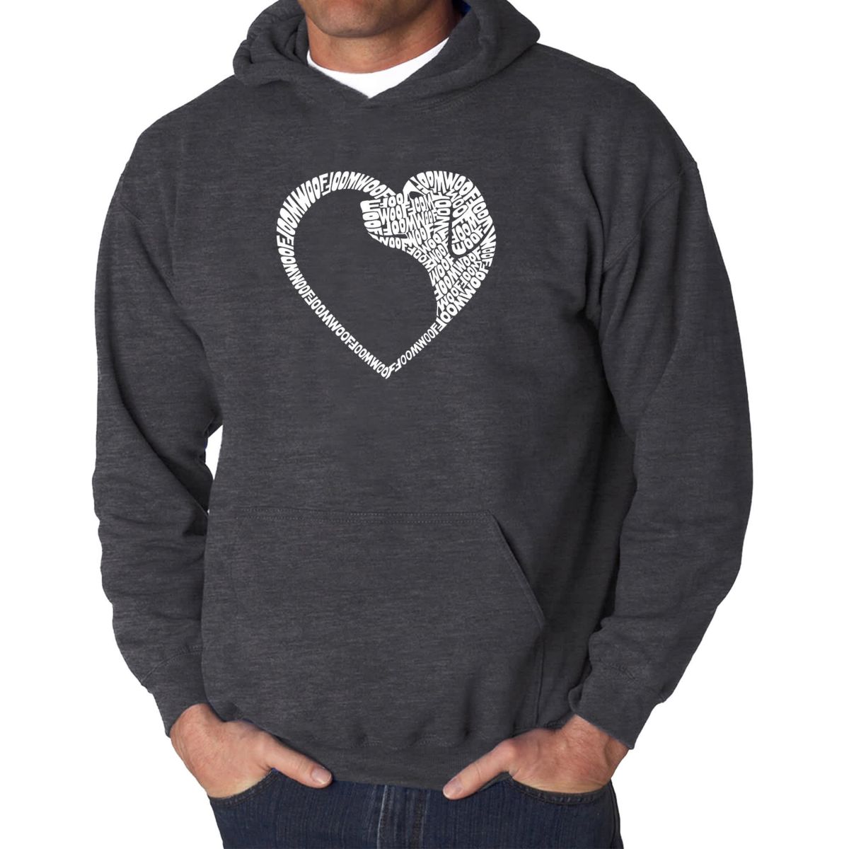 Mens Word Art Hooded Sweatshirt  - Dog Heart