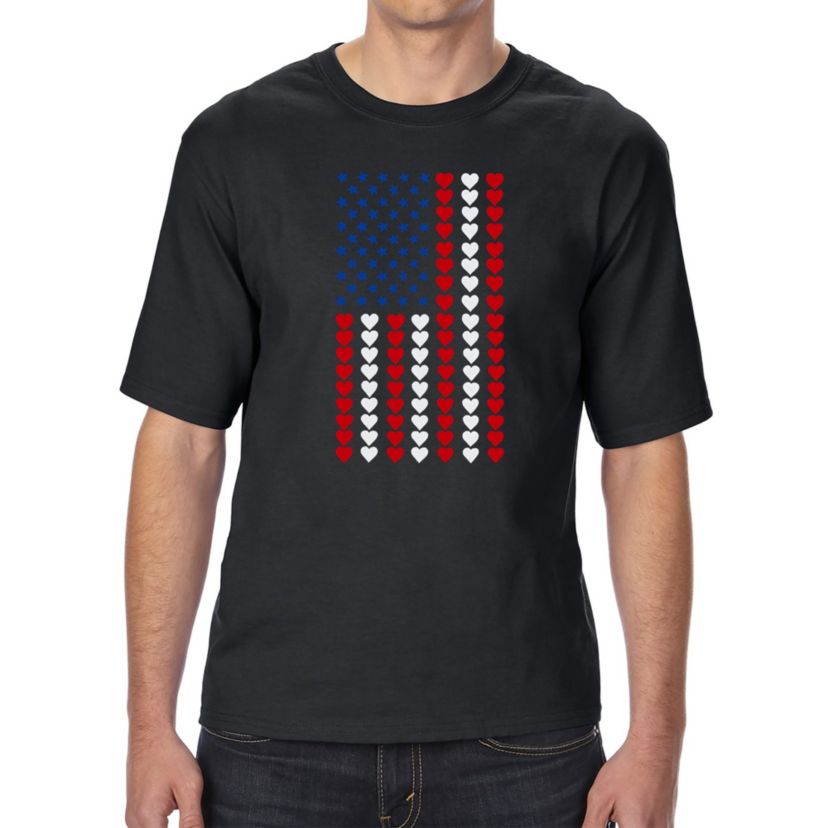 Mens Tall and Long Word Art T-Shirt - Heart Flag