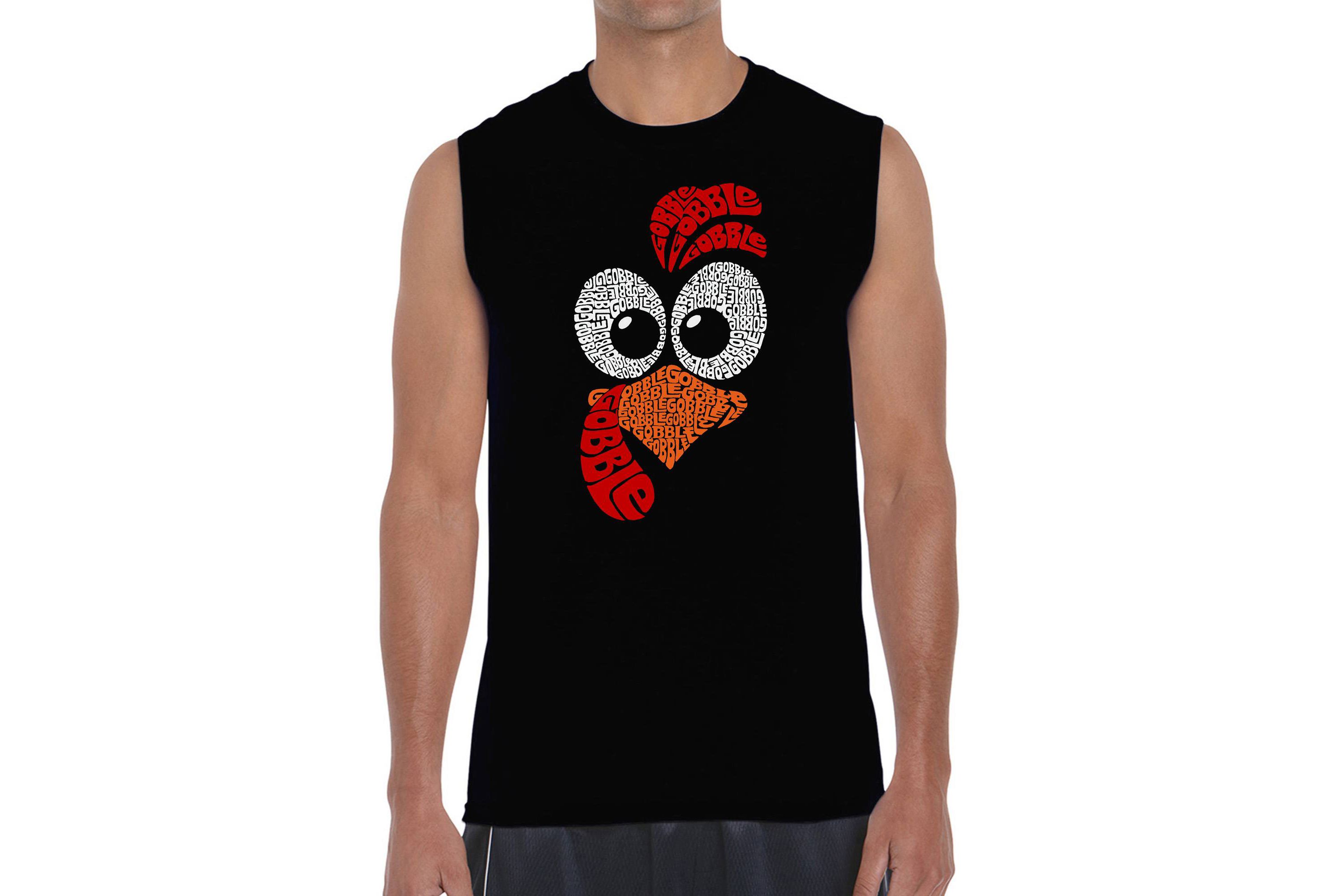 Mens Word Art Sleeveless T-Shirt - Turkey Face