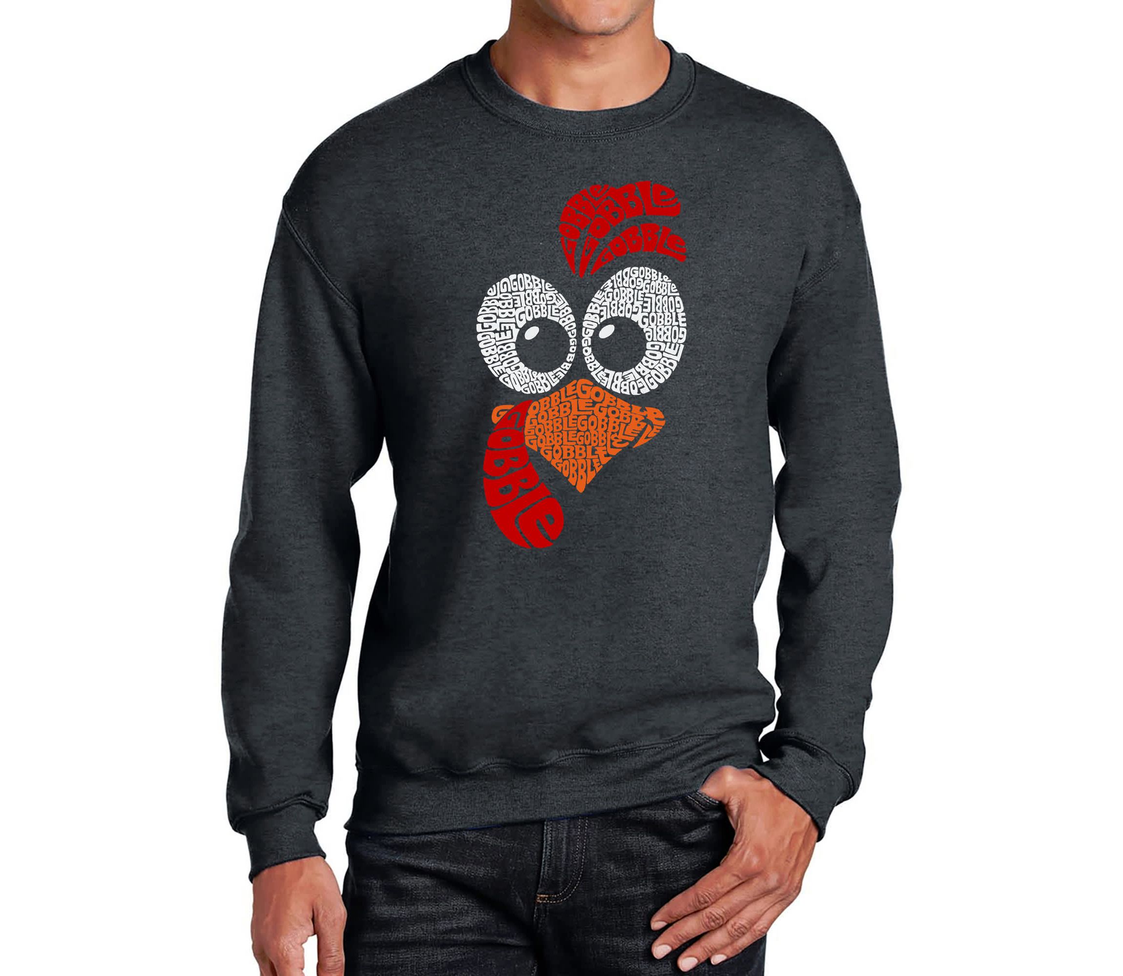 Mens Word Art Crewneck Sweatshirt - Turkey Face