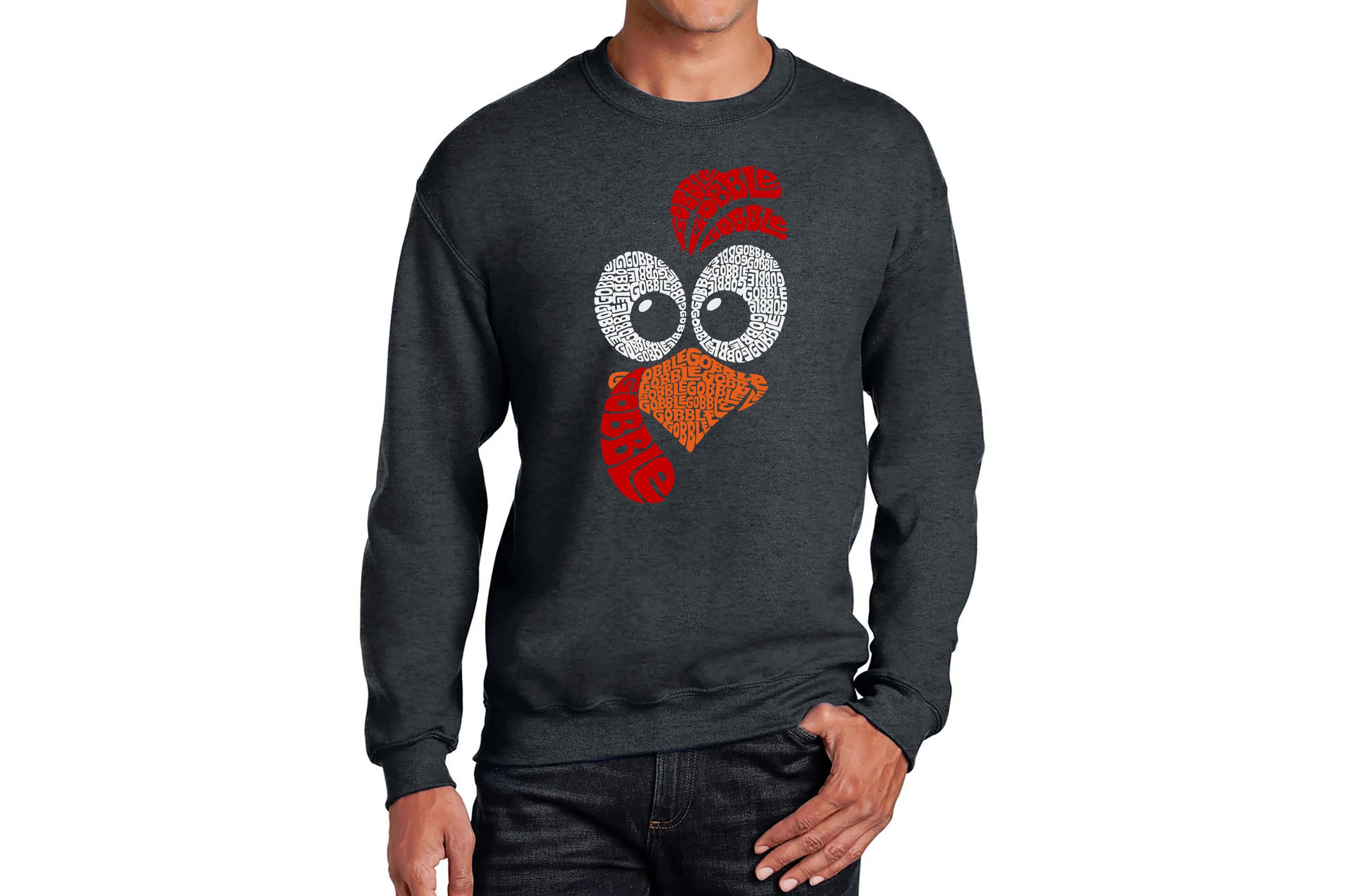 Mens Word Art Crewneck Sweatshirt - Turkey Face