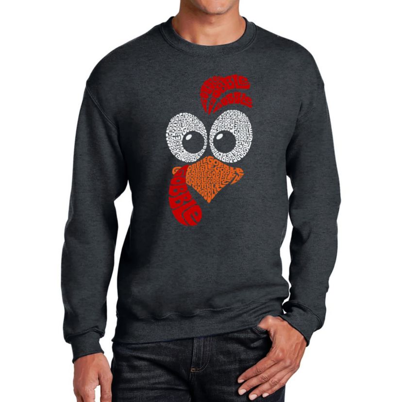 Mens Word Art Crewneck Sweatshirt - Turkey Face
