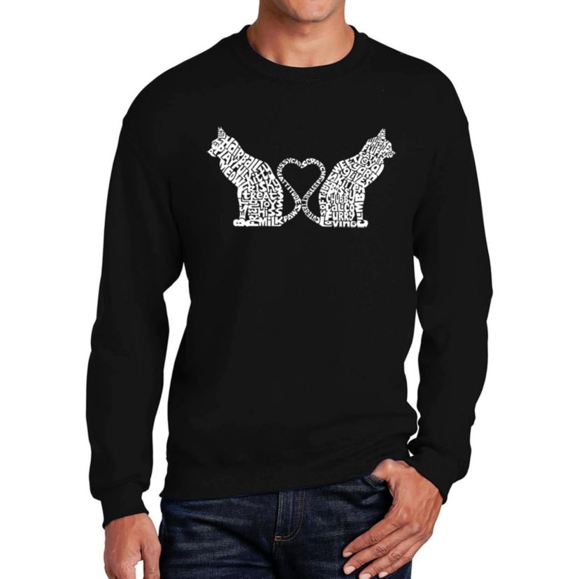 Mens Word Art Crewneck Sweatshirt - Cat Tail Hearts