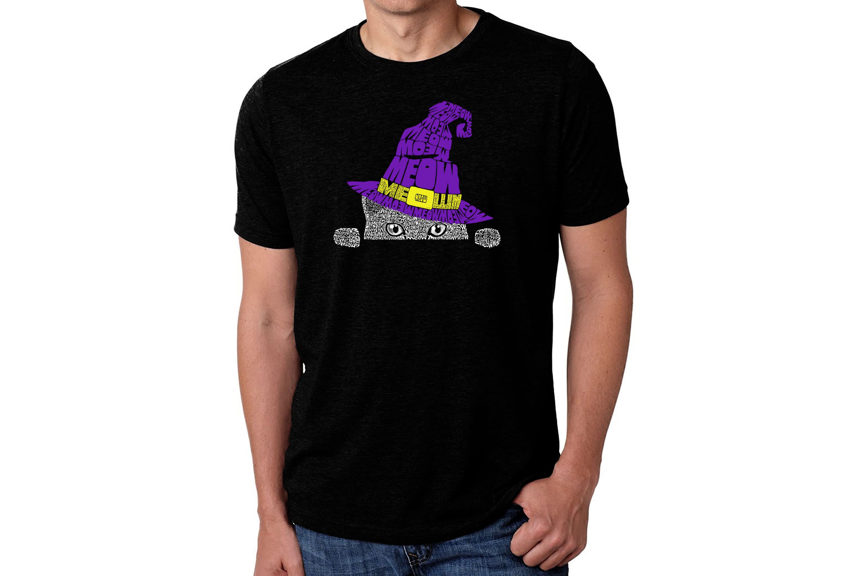 Mens Premium Blend Word Art T-Shirt - Peeking Witch Cat