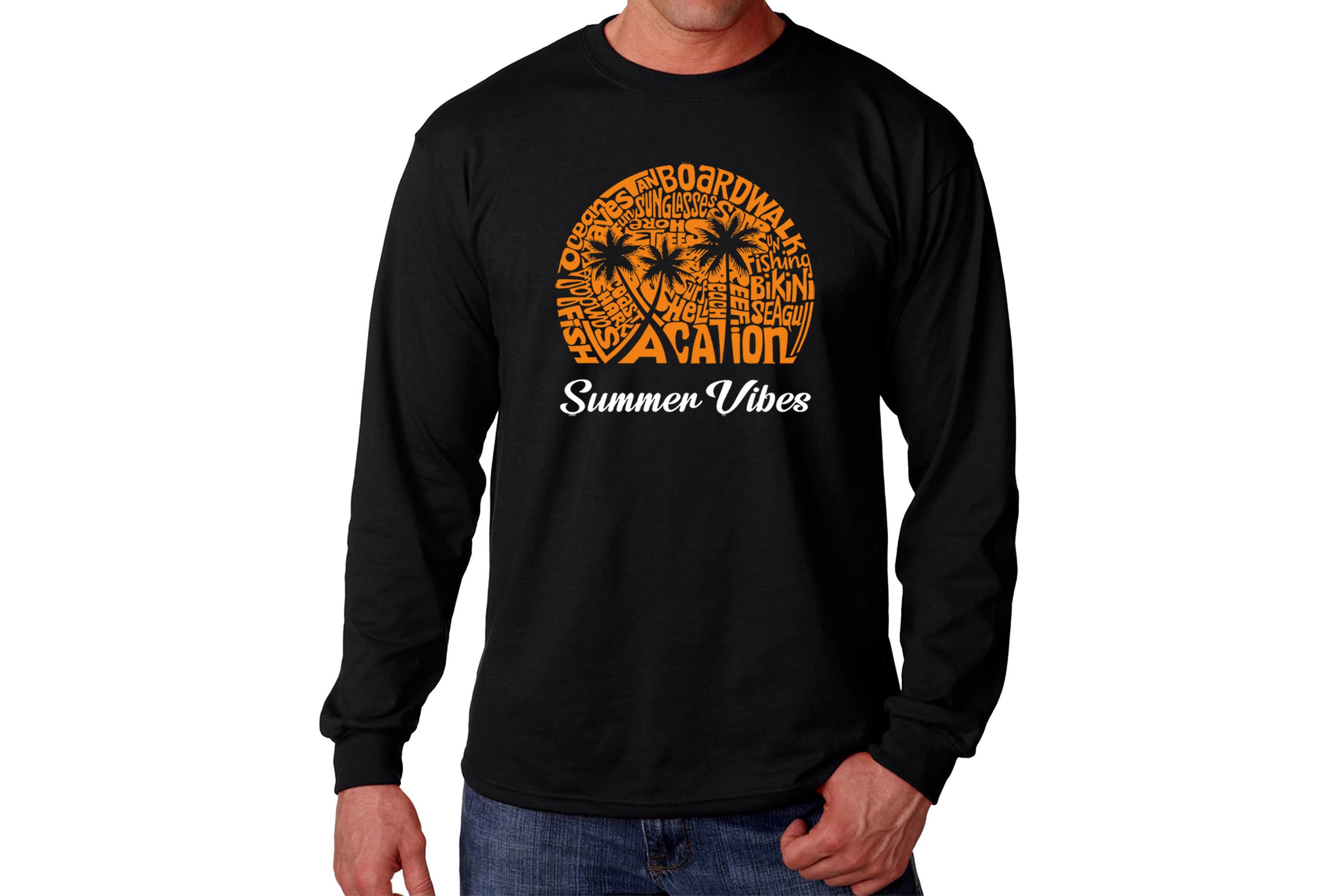 Mens Word Art Long Sleeve T-Shirt - Summer Vibes