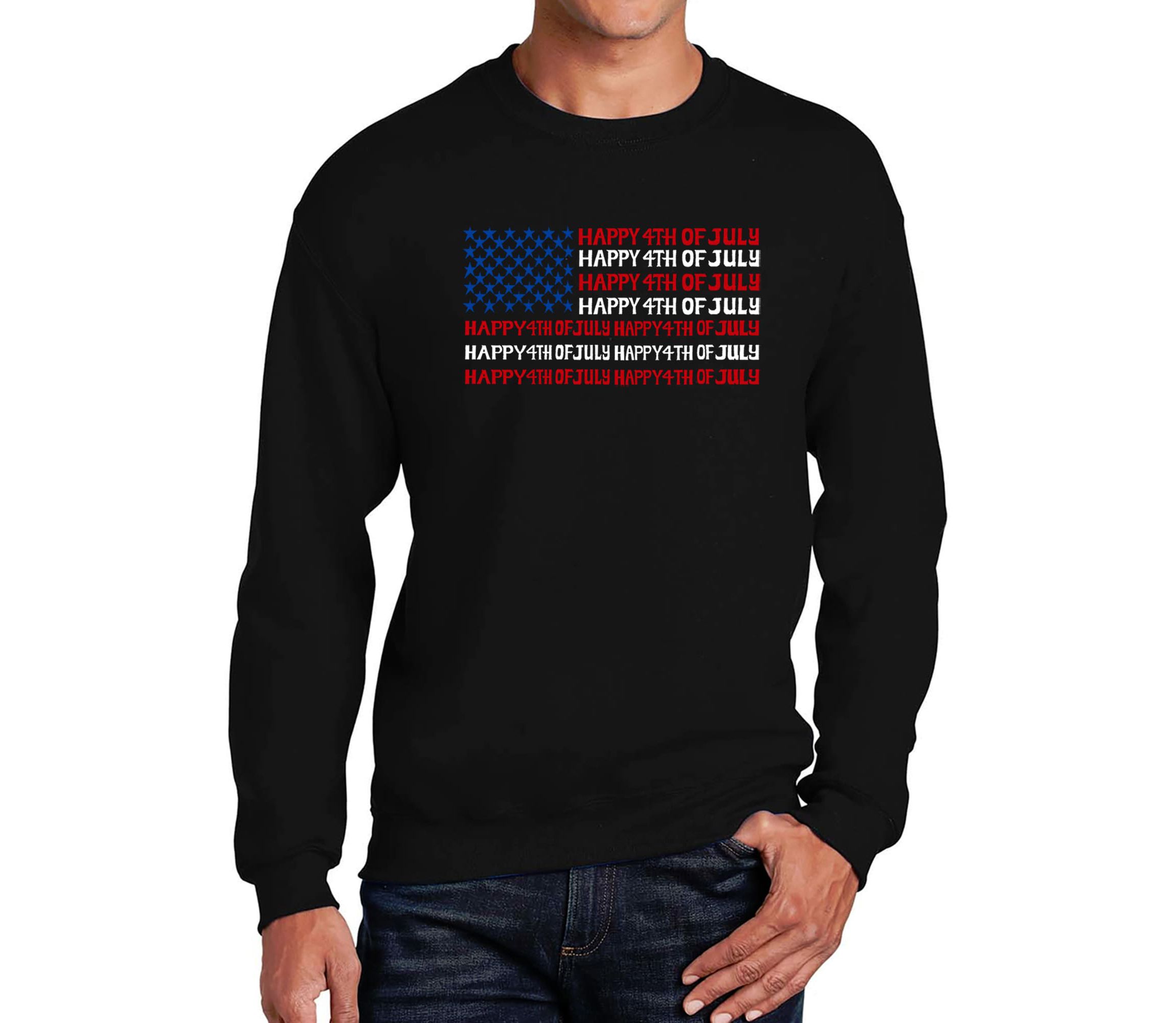 Happy 4th of July - Mens Word Art Crewneck Sweatshirt