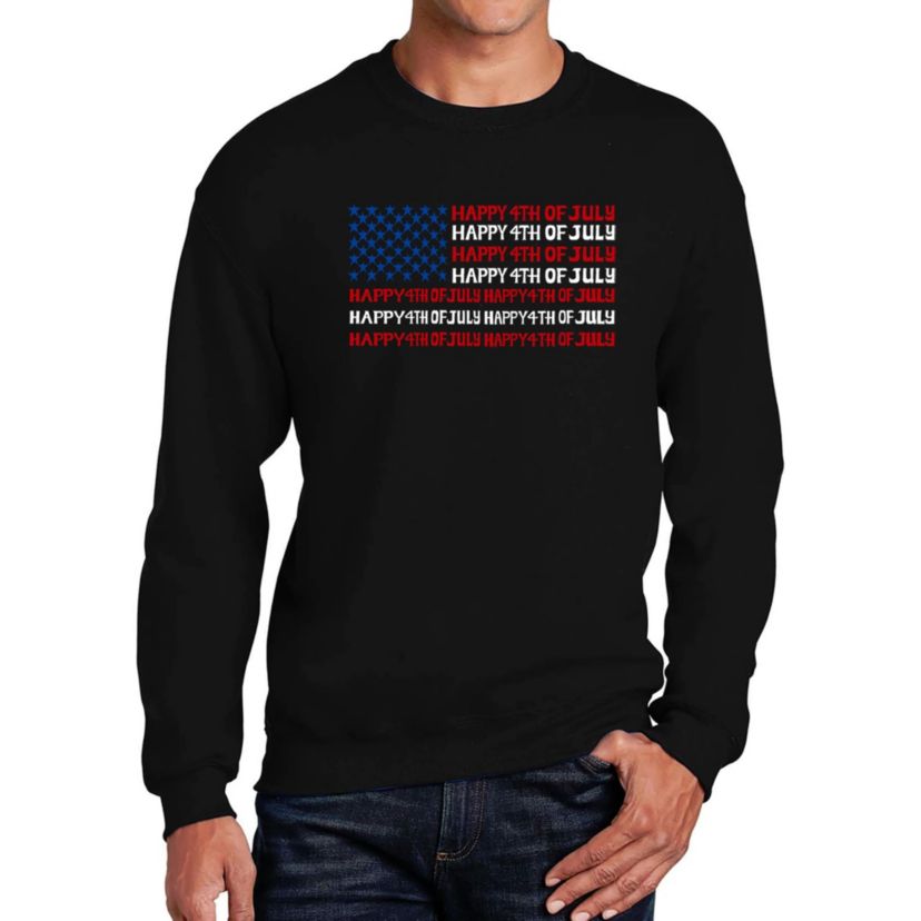 Happy 4th of July - Mens Word Art Crewneck Sweatshirt
