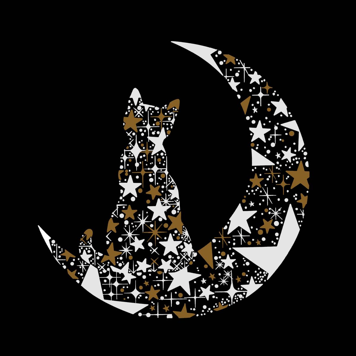 Cat Sitting On Moon - Mens Premium Blend Word Art T-Shirt