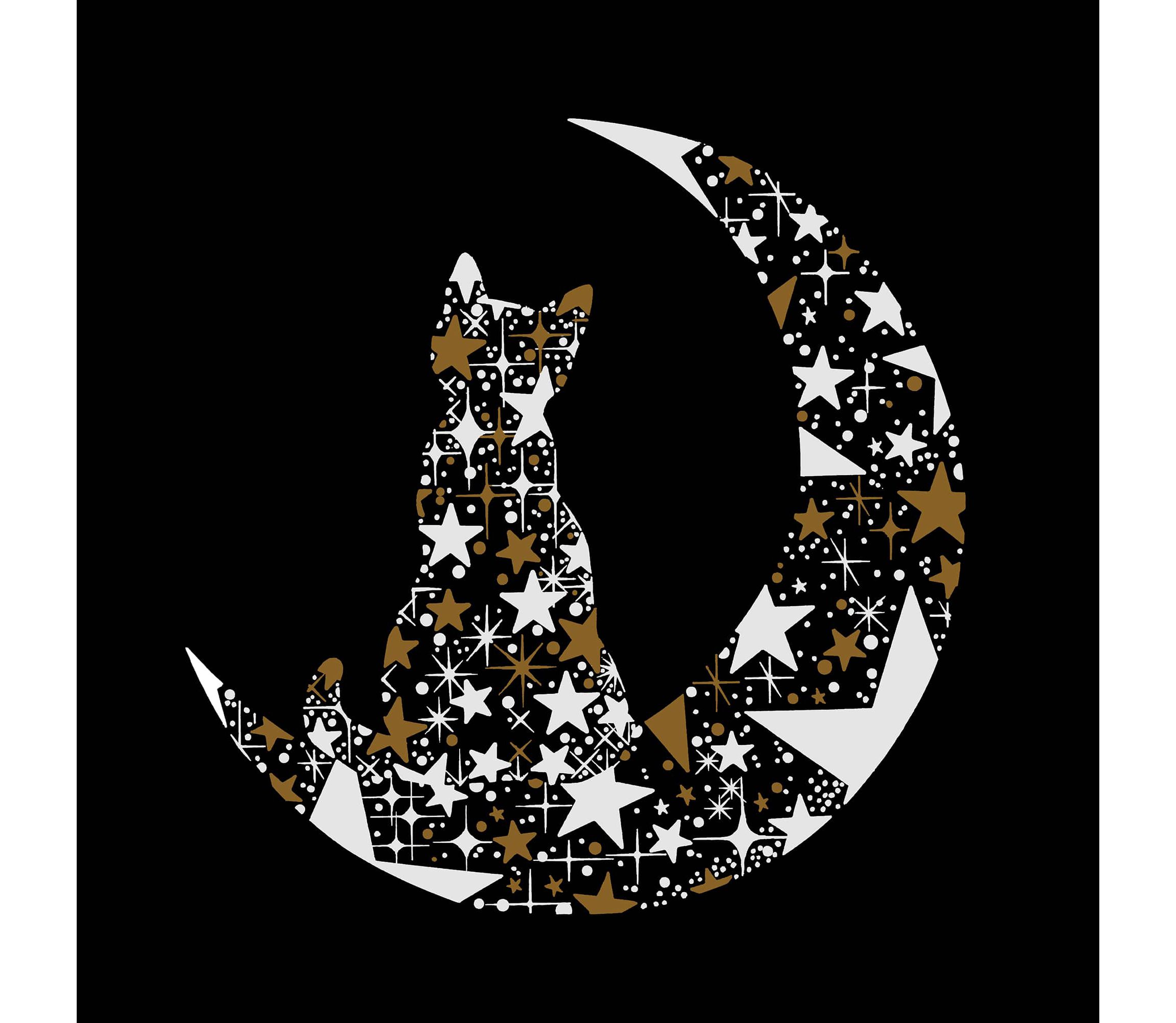 Cat Sitting On Moon - Mens Premium Blend Word Art T-Shirt