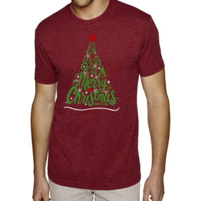 LA Pop Art We Wish You A Merry Christmas - Men's Premium Blend Word Art T-Shirt, Burgundy, 3XL