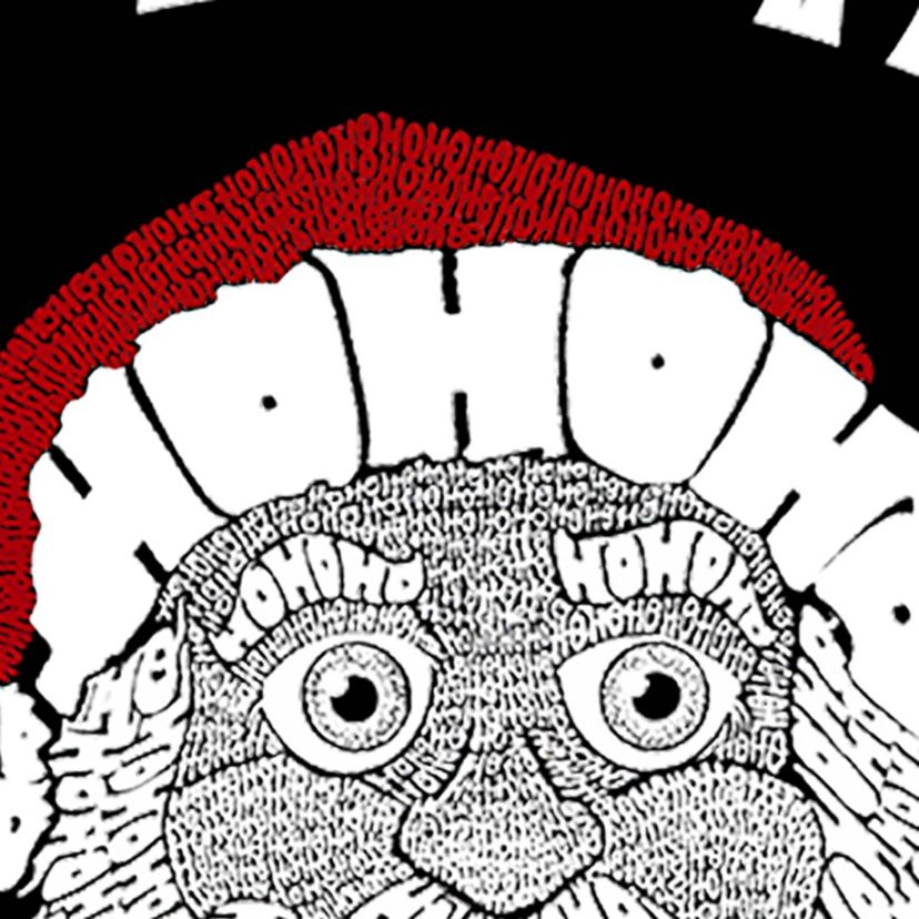 Peeking Santa - Mens Word Art Long Sleeve T-Shirt