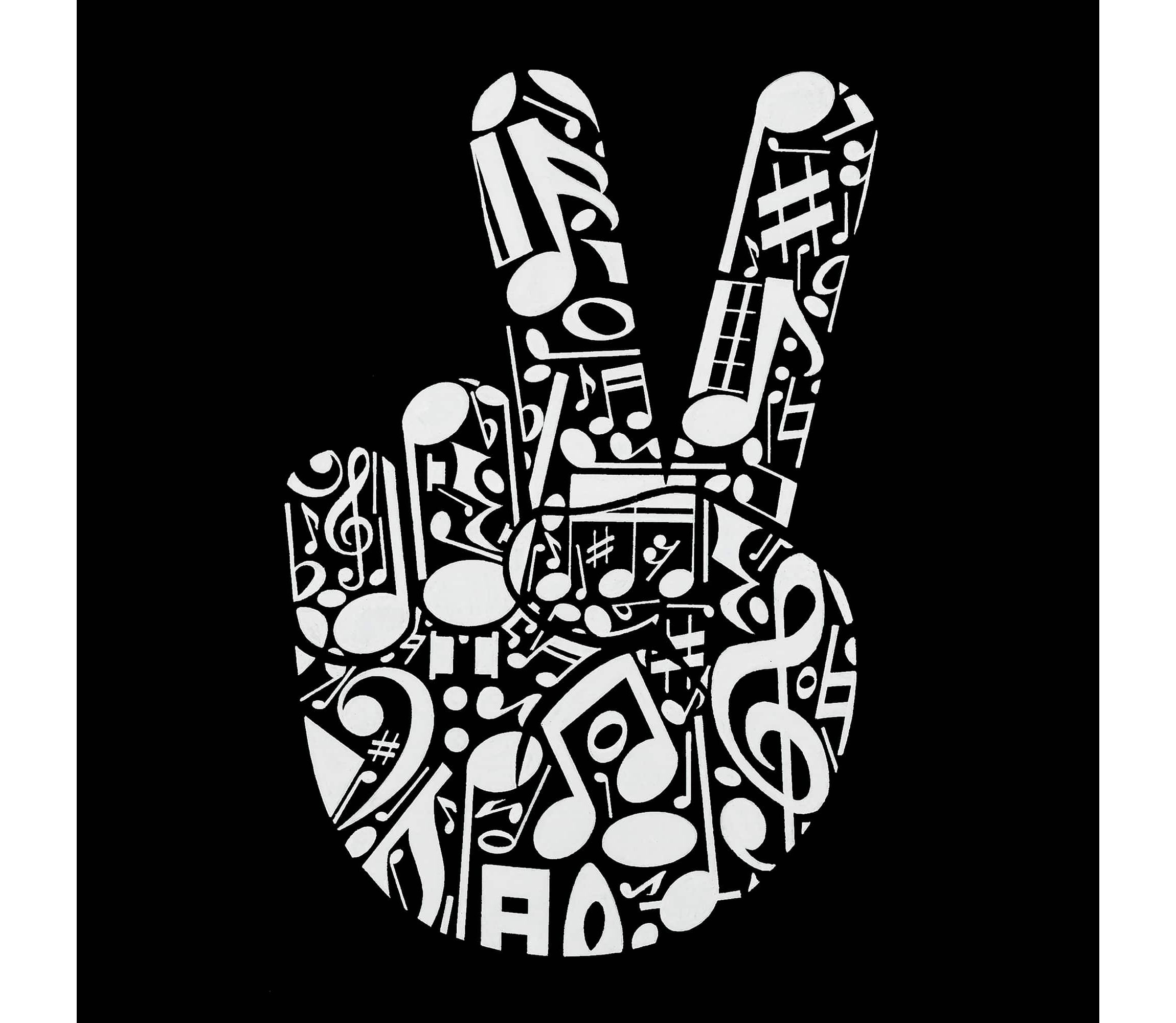 Peace Finger Notes - Mens Word Art Crewneck Sweatshirt