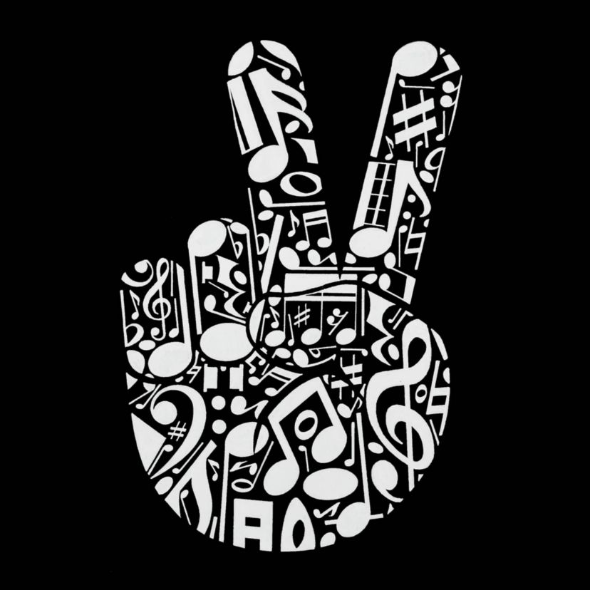 Peace Finger Notes - Mens Word Art Crewneck Sweatshirt