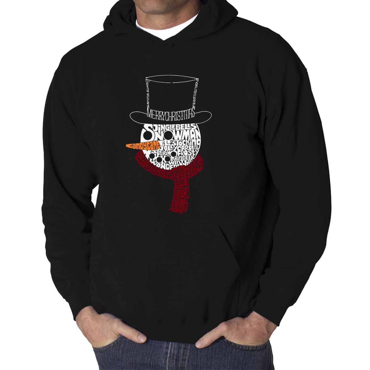 Snowman Face - Mens Word Art Hooded Sweatshirt