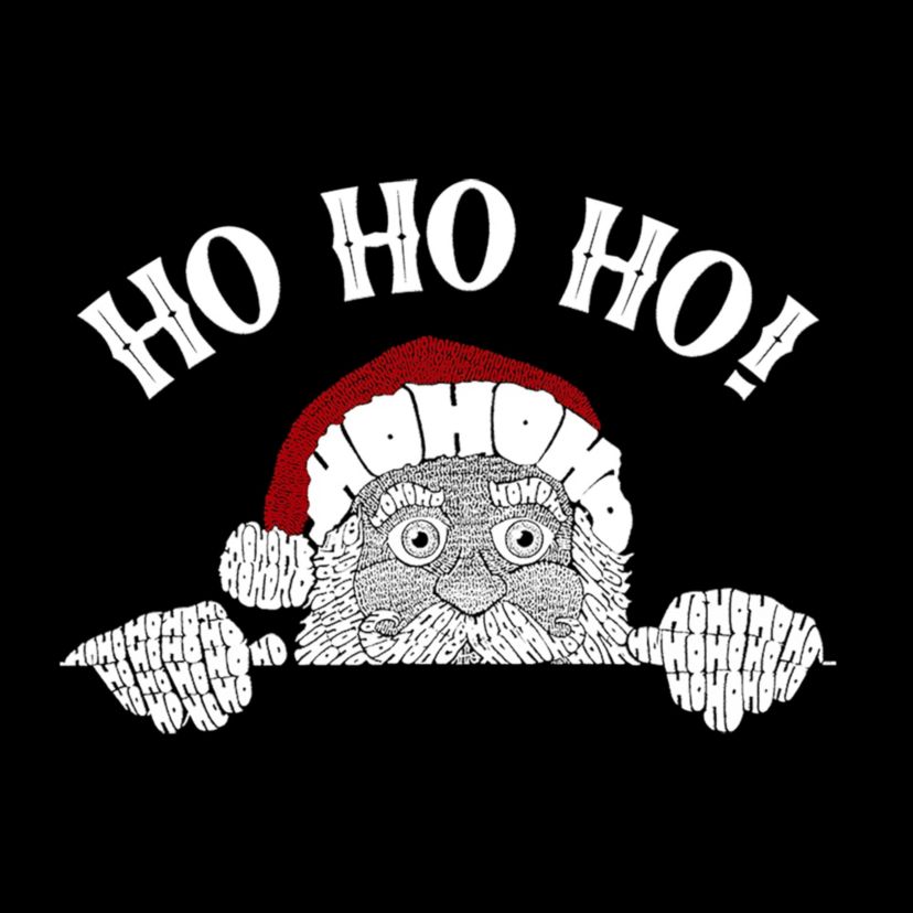 Peeking Santa - Mens Word Art T-Shirt