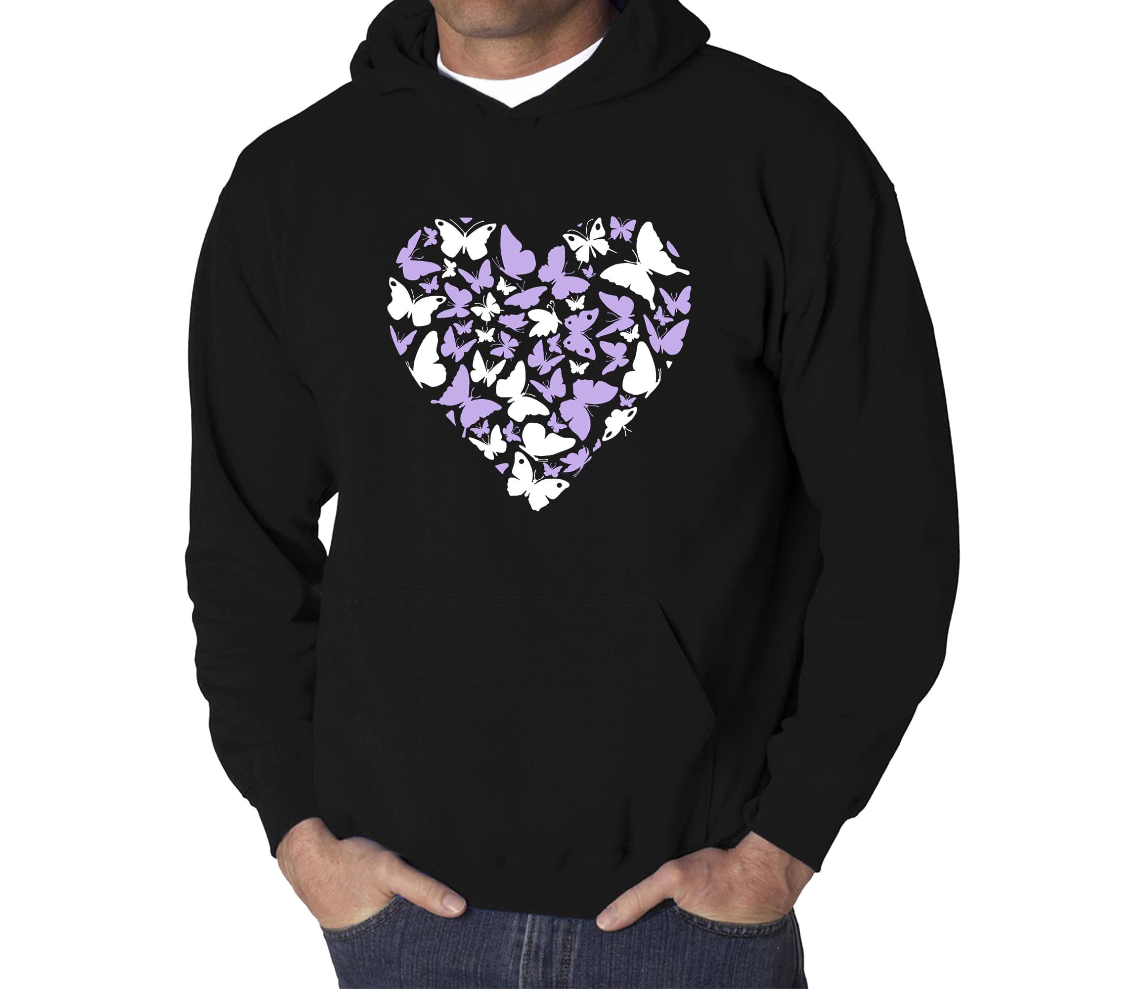 Butterfly Heart - Mens Word Art Hooded Sweatshirt