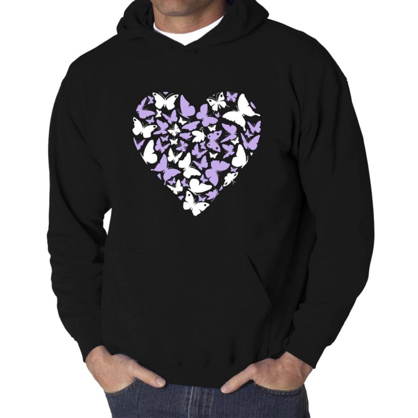 Butterfly Heart - Mens Word Art Hooded Sweatshirt