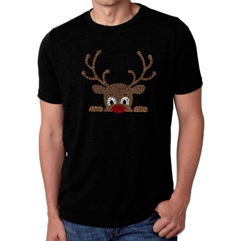 Peeking Reindeer - Mens Premium Blend Word Art T-Shirt