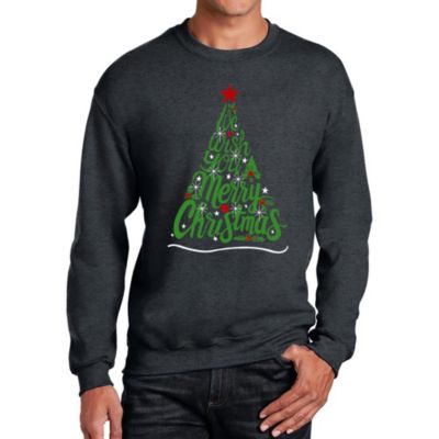 LA Pop Art We Wish You A Merry Christmas - Men's Word Art Crewneck Sweatshirt, Grey, 4XL