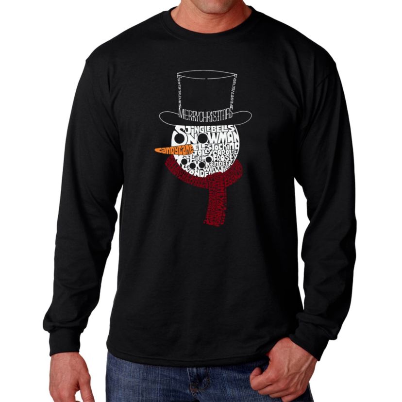 Snowman Face - Mens Word Art Long Sleeve T-Shirt