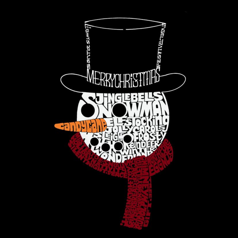 Snowman Face - Mens Word Art Long Sleeve T-Shirt