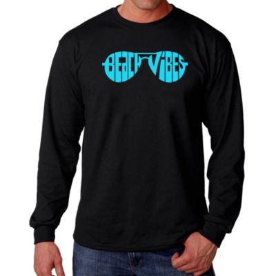 LA Pop Art Beach Vibes - Men's Word Art Long Sleeve T-Shirt, Black, XL
