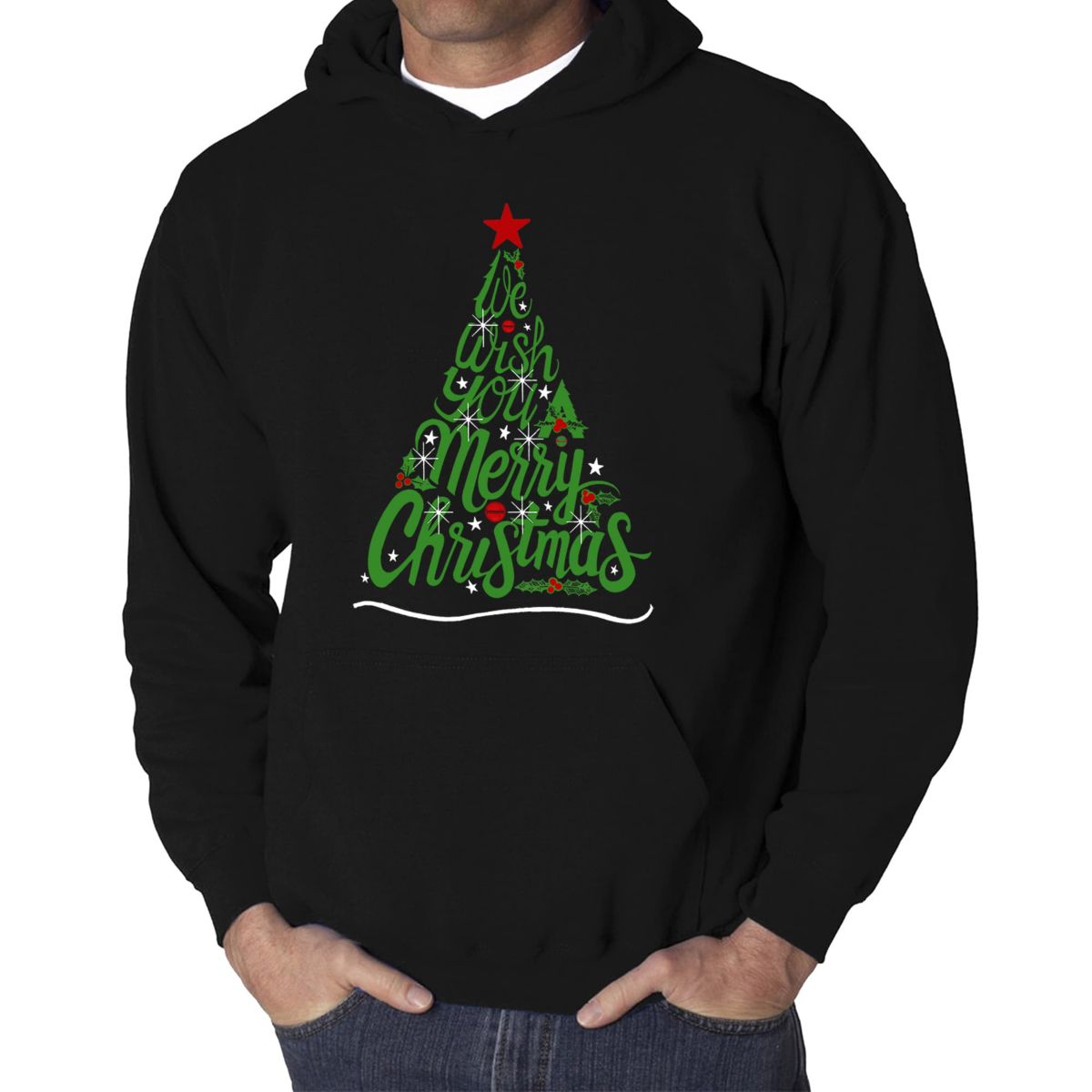 We Wish You A Merry Christmas - Mens Word Art Hooded Sweatshirt