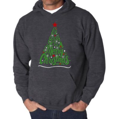 LA Pop Art We Wish You A Merry Christmas - Men's Word Art Hooded Sweatshirt, Grey, 4XL