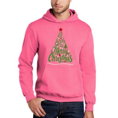 LA Pop Art We Wish You A Merry Christmas - Men's Word Art Hooded Sweatshirt, Pink, 4XL