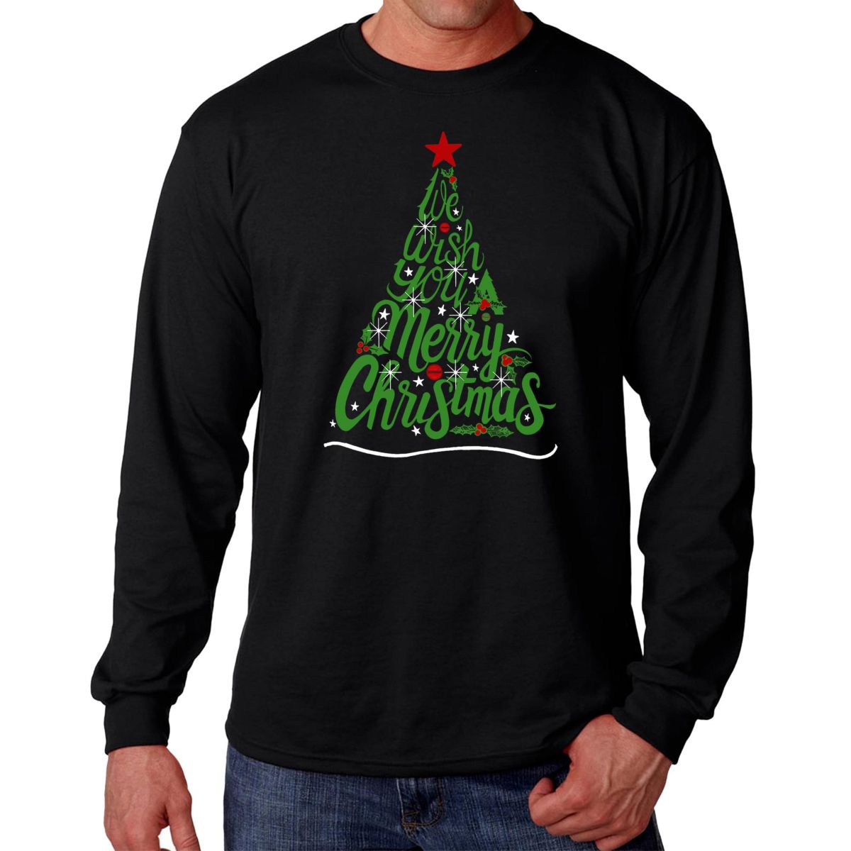 We Wish You A Merry Christmas - Mens Word Art Long Sleeve T-Shirt