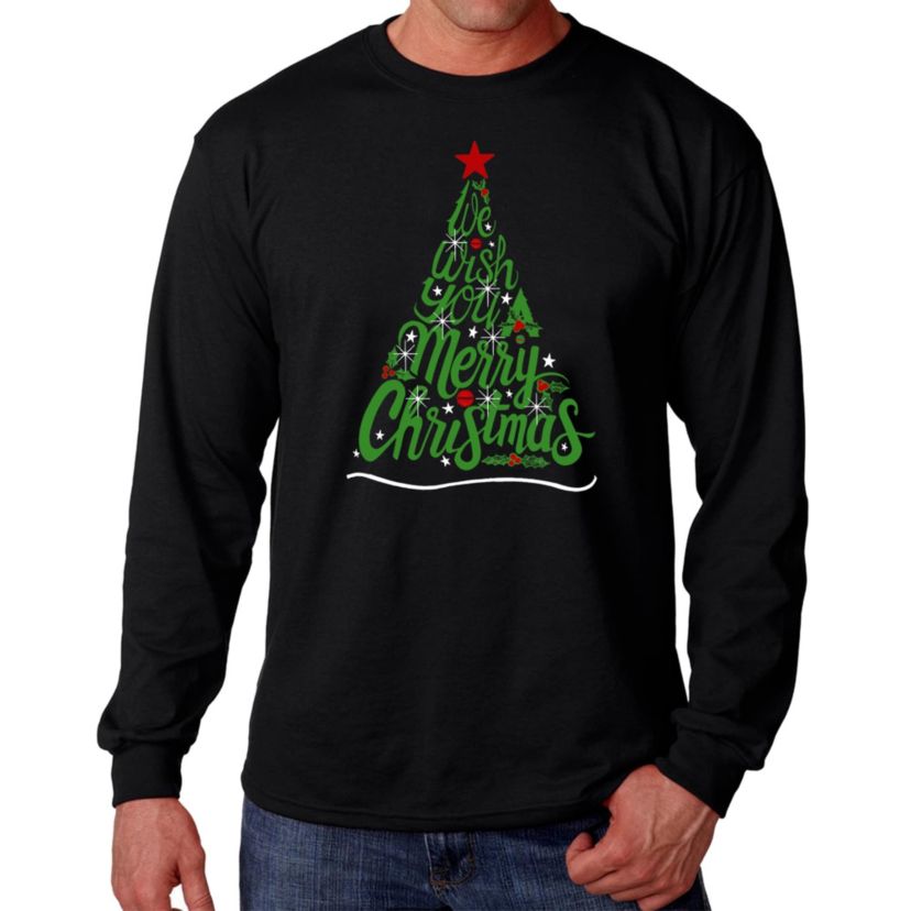 We Wish You A Merry Christmas - Mens Word Art Long Sleeve T-Shirt