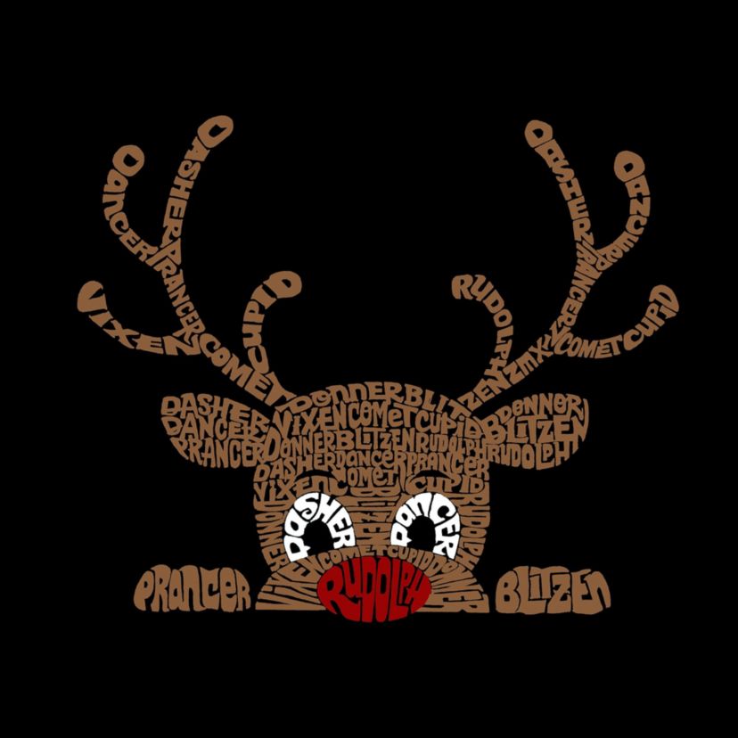 Peeking Reindeer - Mens Word Art T-Shirt