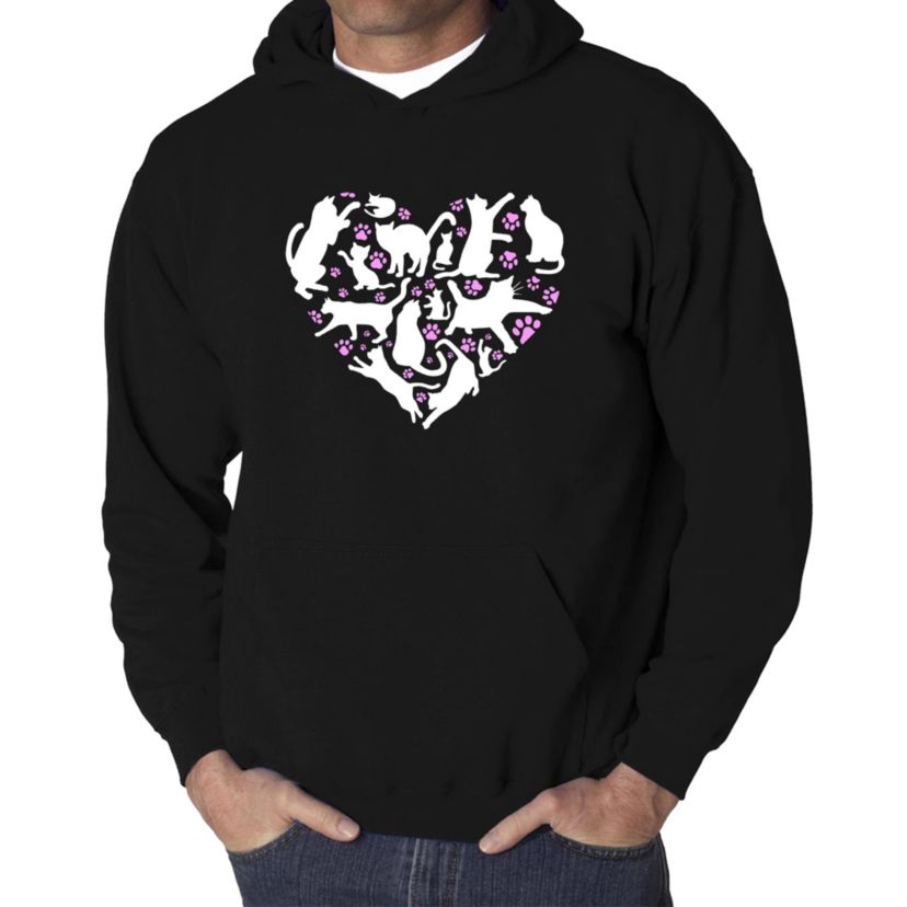 Cat Heart - Mens Word Art Hooded Sweatshirt