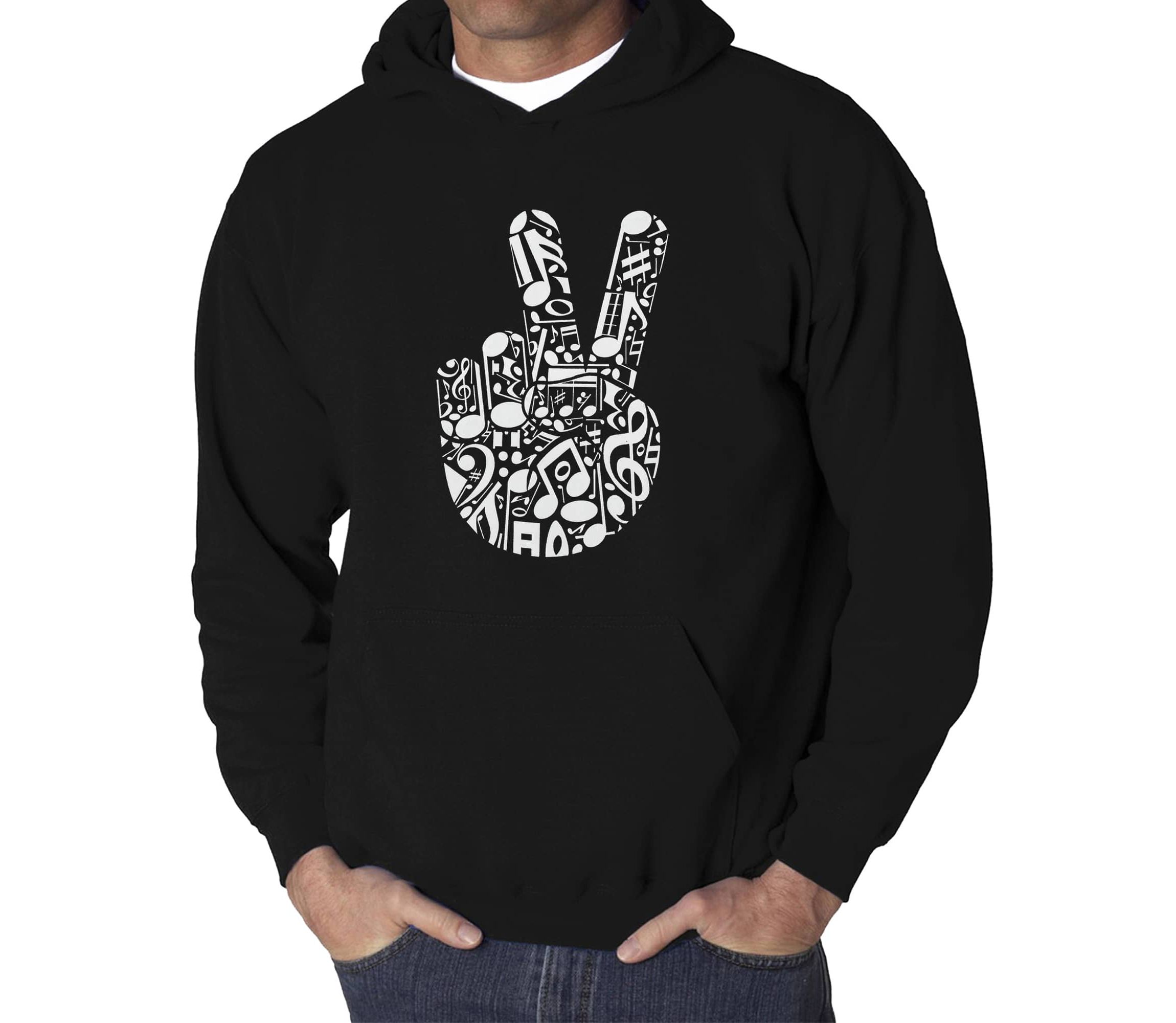 Peace Finger Notes - Mens Word Art Hooded Sweatshirt