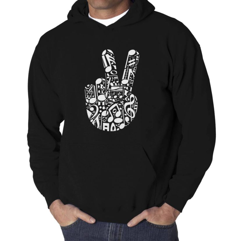 Peace Finger Notes - Mens Word Art Hooded Sweatshirt