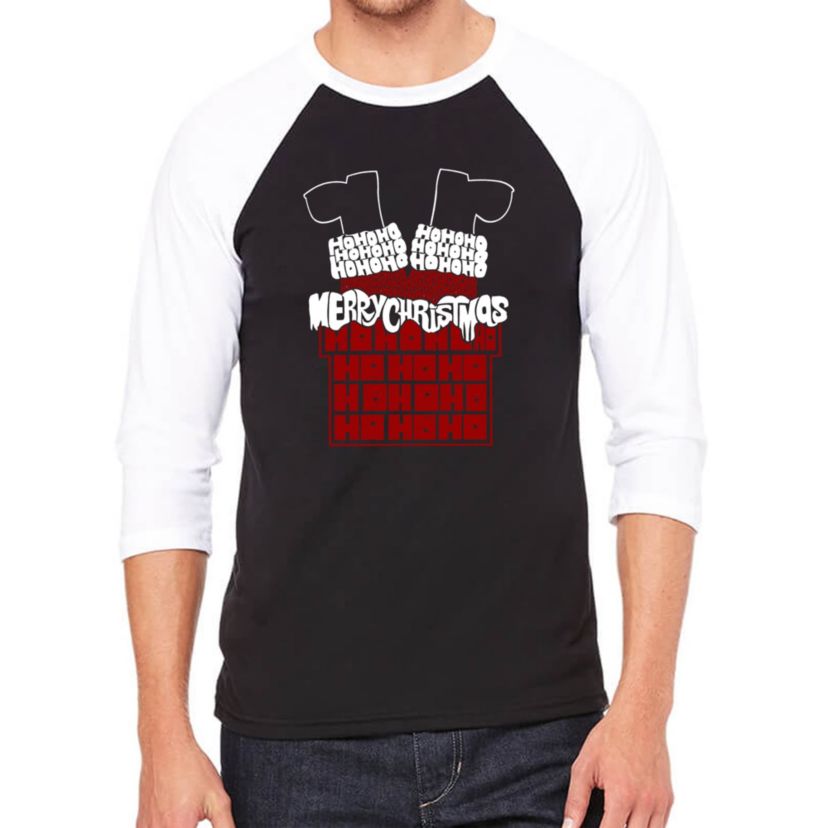 Chimney Santa - Mens Raglan Baseball Word Art T-Shirt