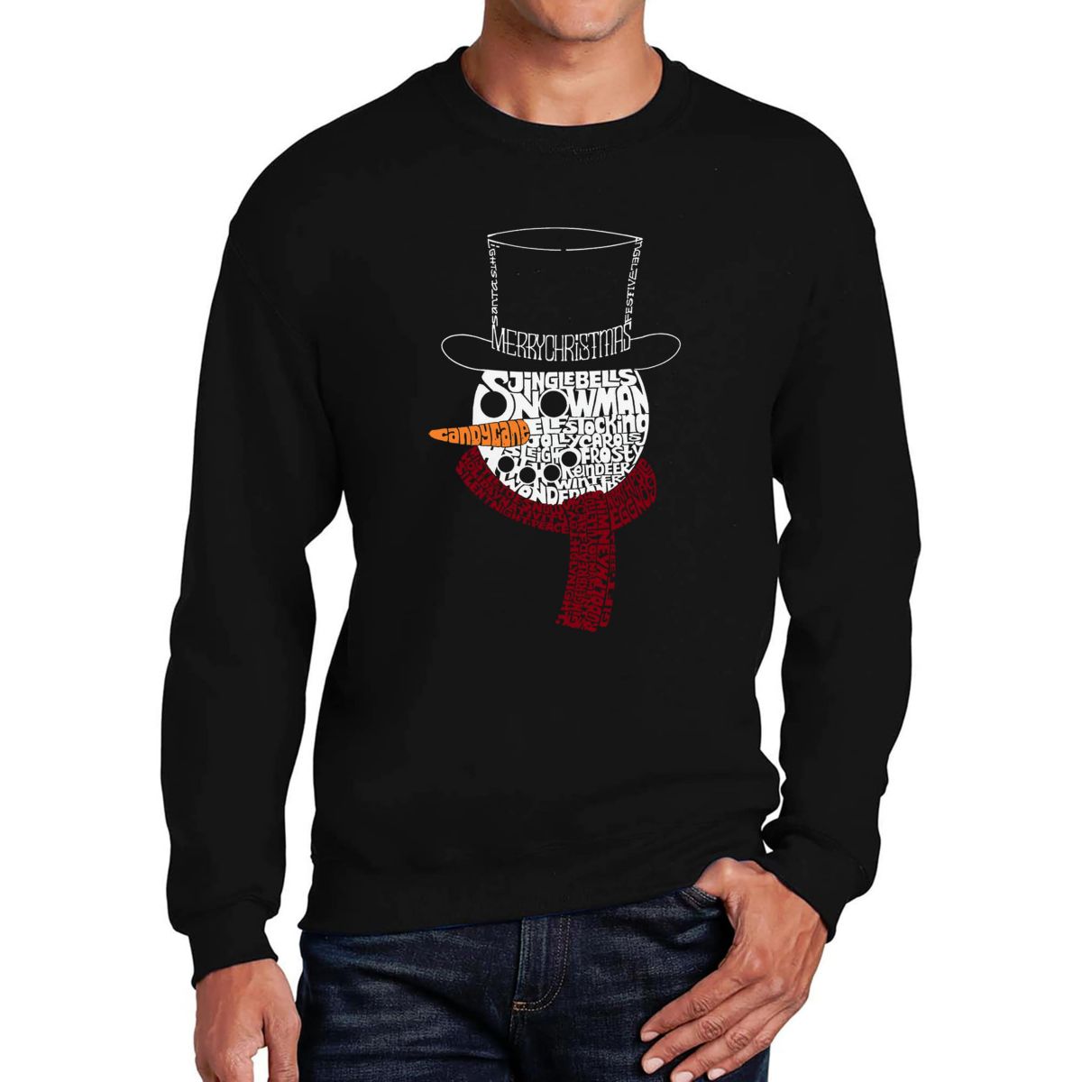 Snowman Face - Mens Word Art Crewneck Sweatshirt