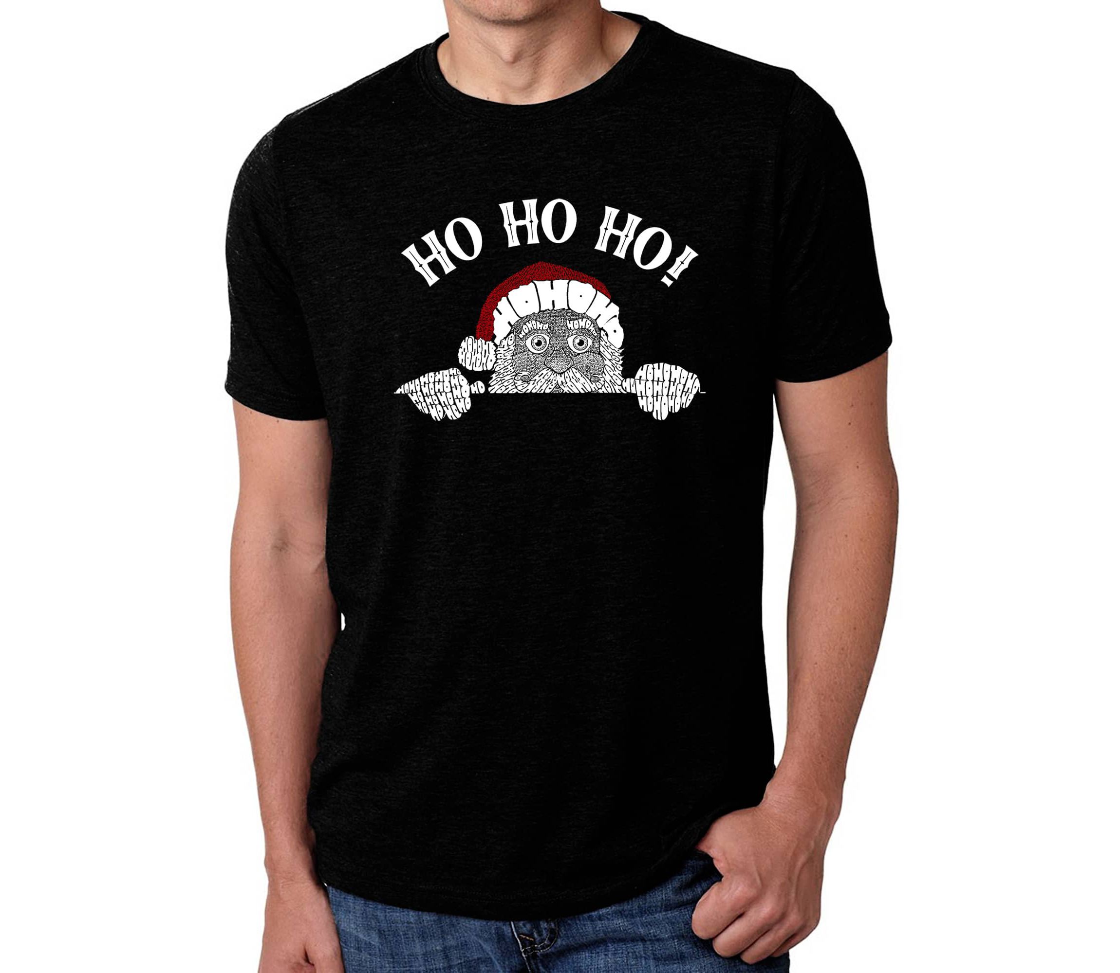 Peeking Santa - Mens Premium Blend Word Art T-Shirt
