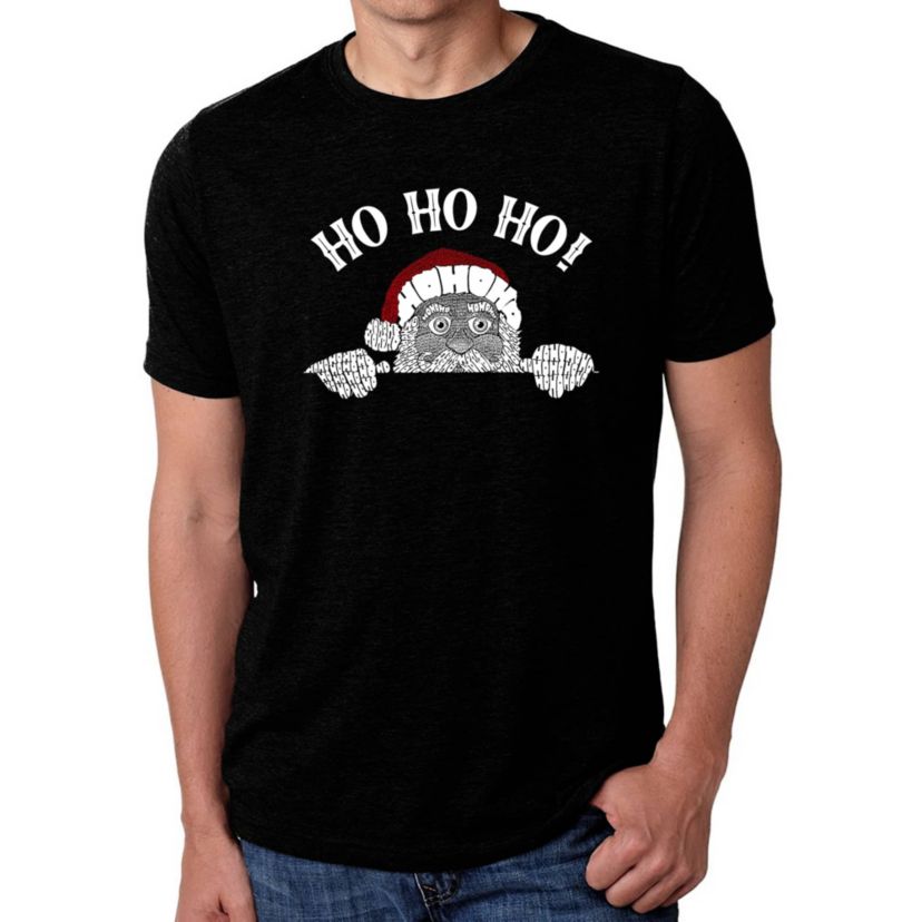 Peeking Santa - Mens Premium Blend Word Art T-Shirt