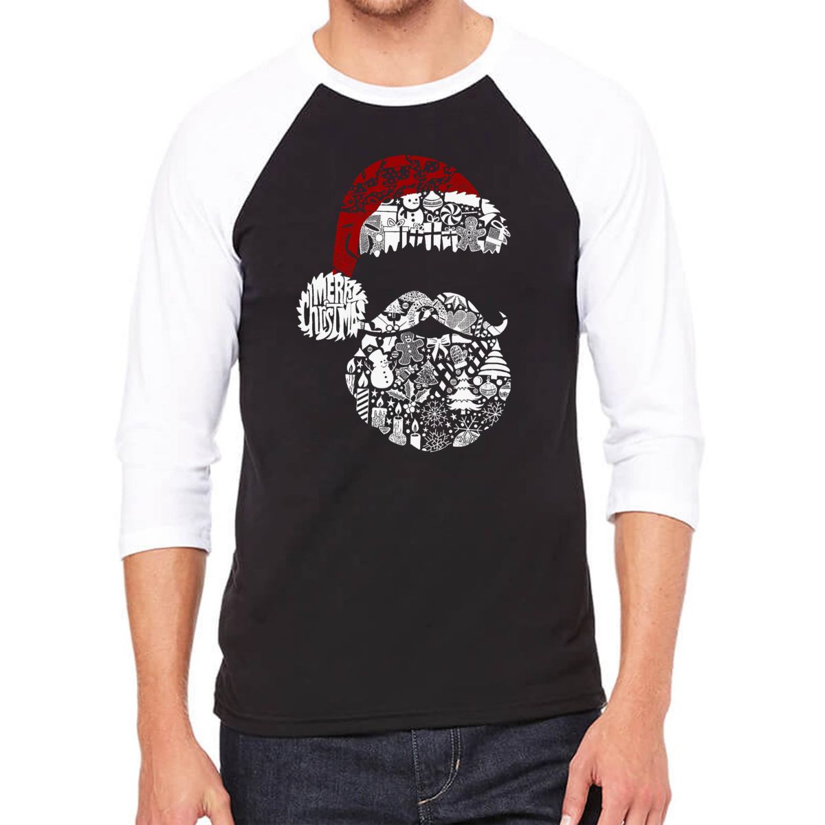 Santa Pics - Mens Raglan Baseball Word Art T-Shirt