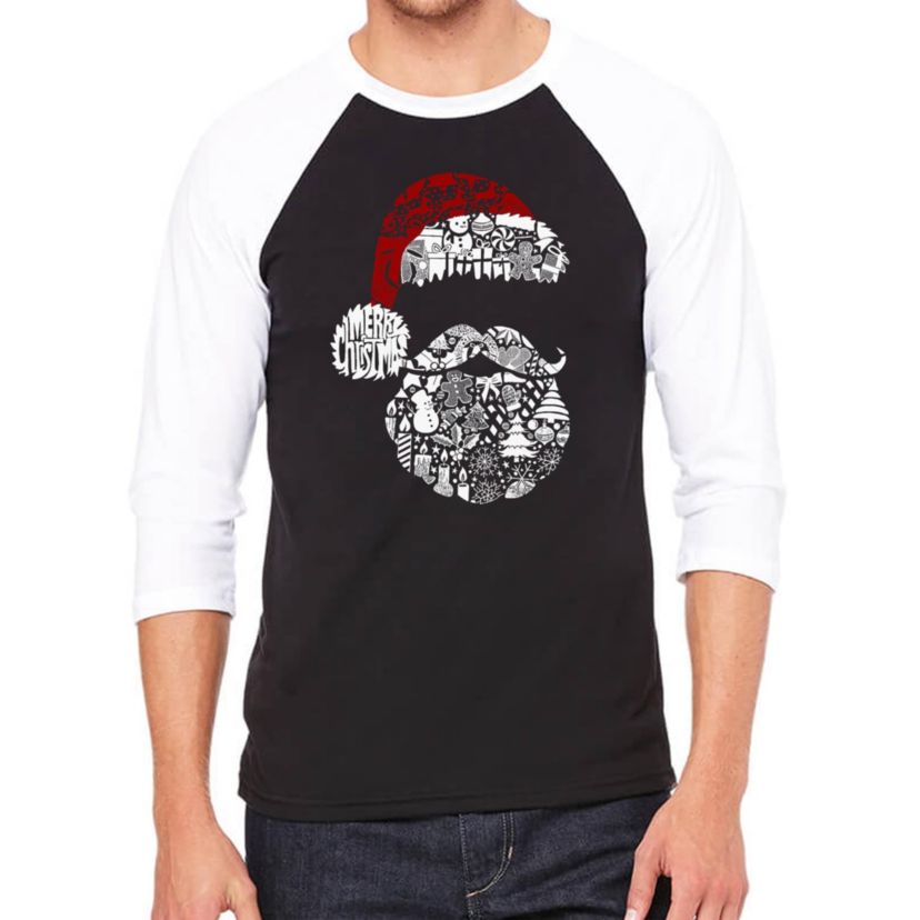Santa Pics - Mens Raglan Baseball Word Art T-Shirt