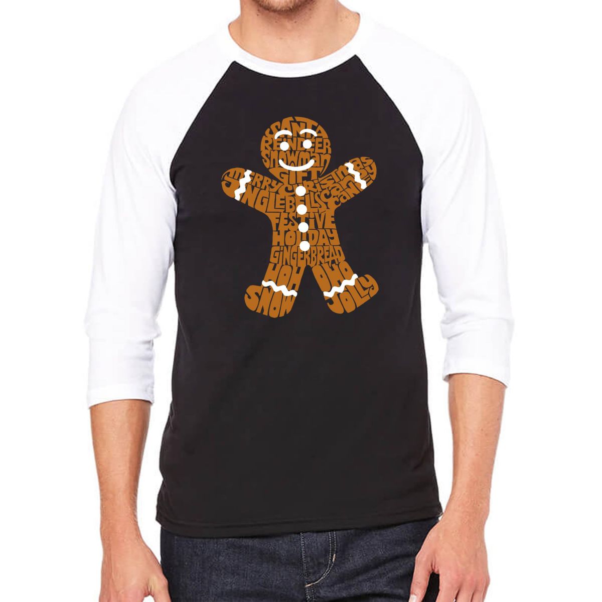 Gingerbread - Mens Raglan Baseball Word Art T-Shirt