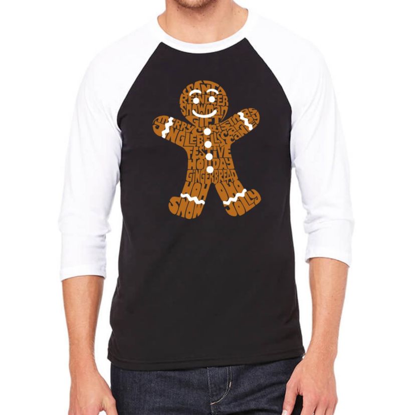 Gingerbread - Mens Raglan Baseball Word Art T-Shirt