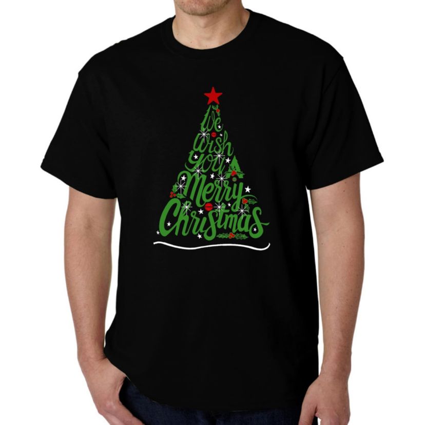 We Wish You A Merry Christmas - Mens Word Art T-Shirt