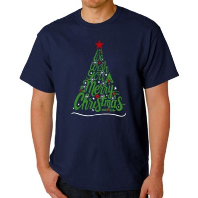 LA Pop Art We Wish You A Merry Christmas - Men's Word Art T-Shirt, Navy Blue, 4XL