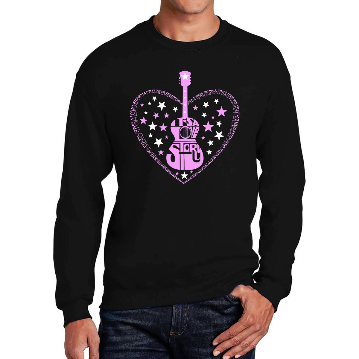 Its A Love Story - Mens Word Art Crewneck Sweatshirt