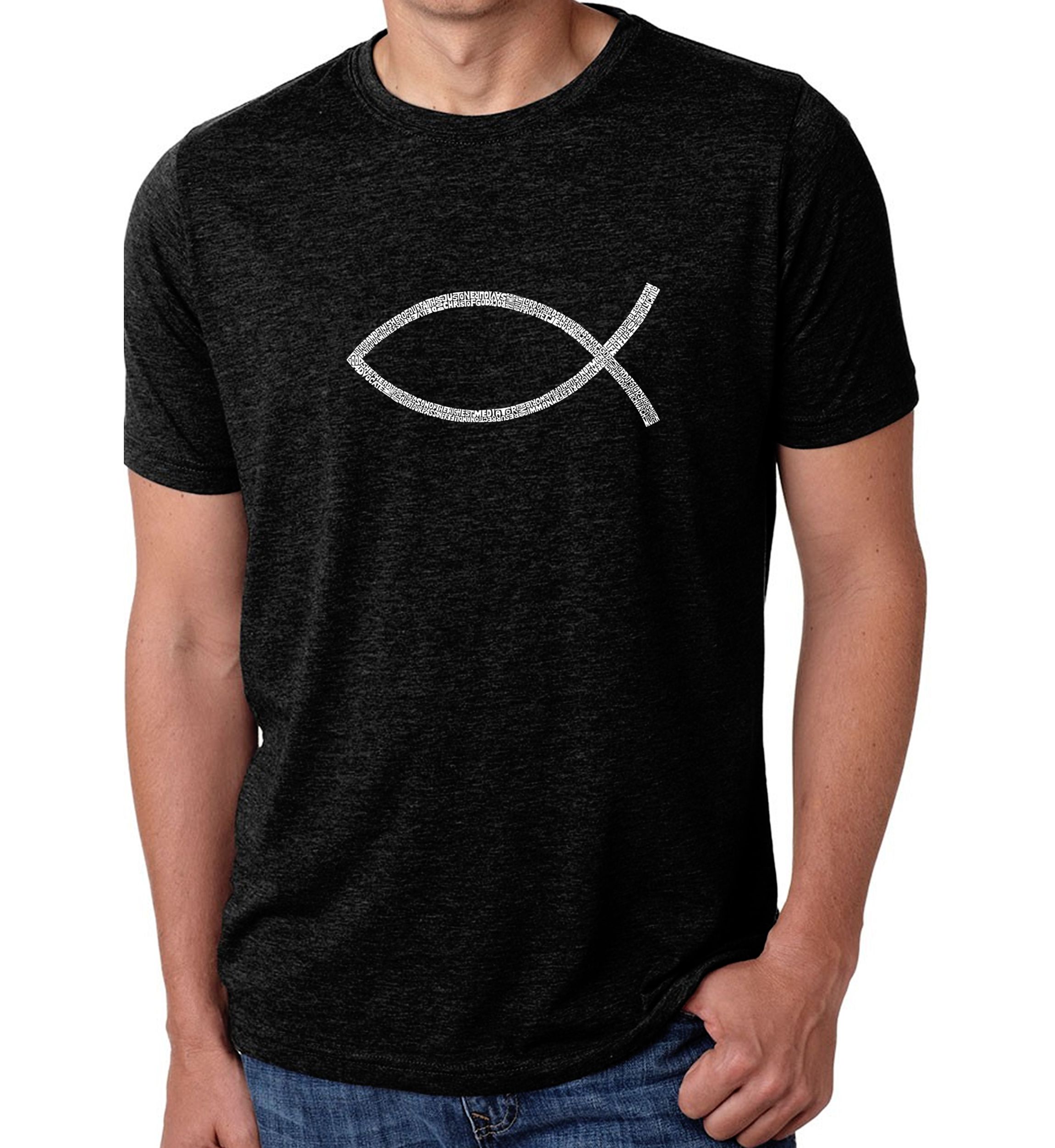  Premium Blend Word Art Graphic T-Shirt - Jesus Fish