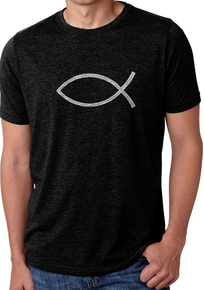  Premium Blend Word Art Graphic T-Shirt - Jesus Fish