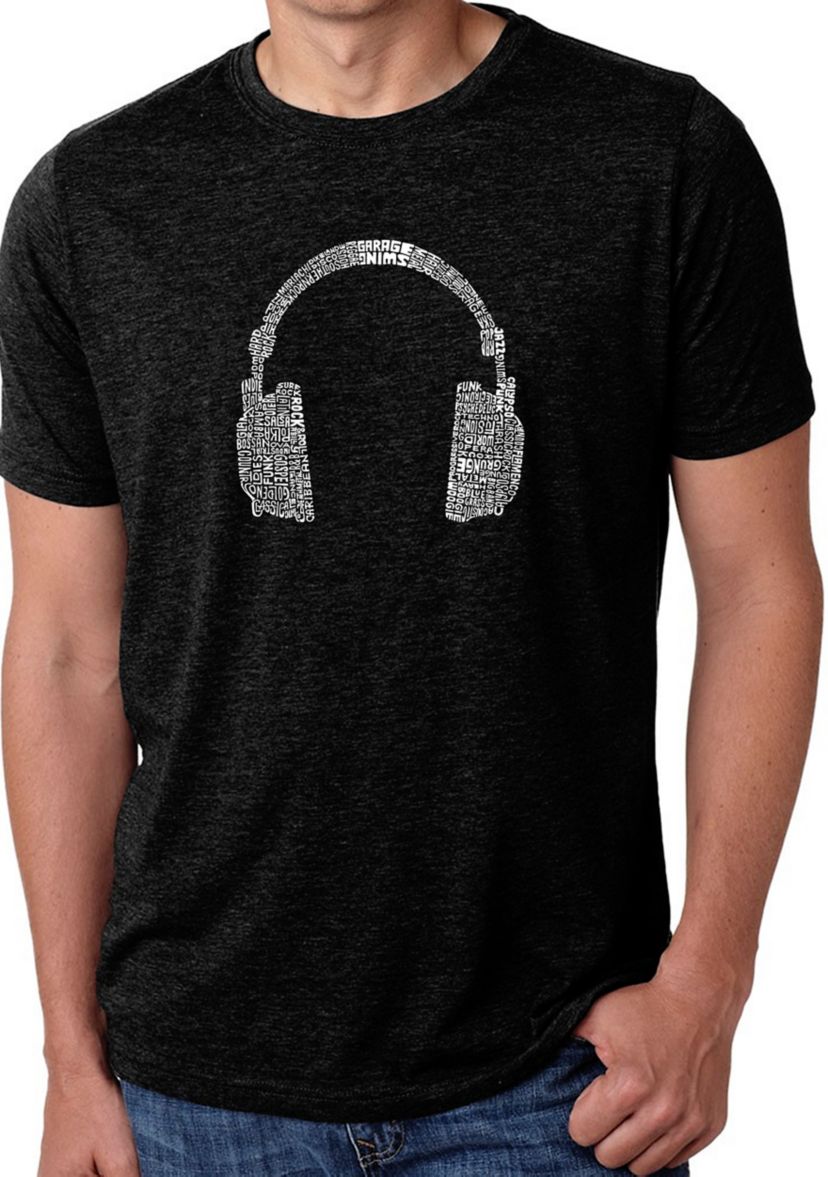  Premium Blend Word Art Graphic T-Shirt - 63 Different Genres of Music