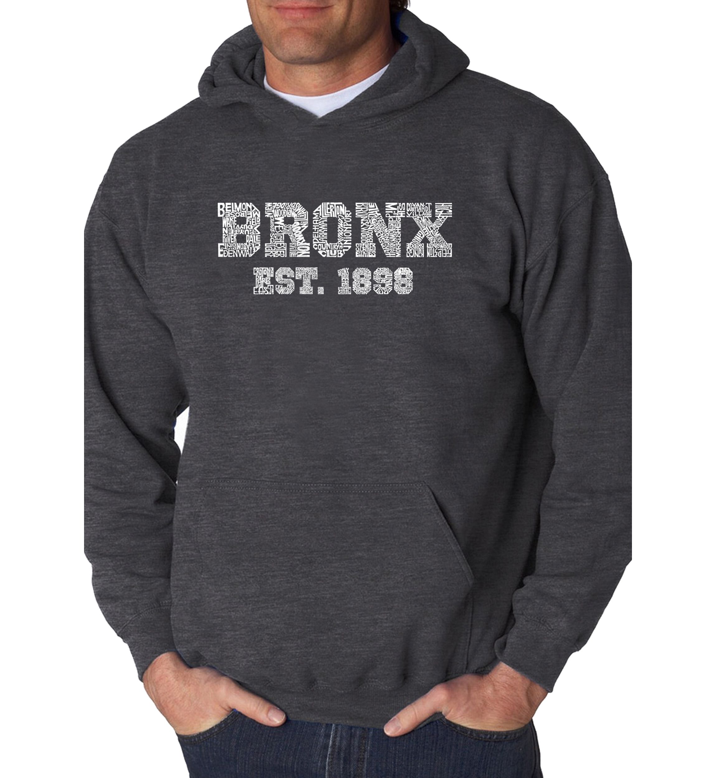 Word Art Hooded Sweatshirt - Popular Neighborhoods in Bronx NY 